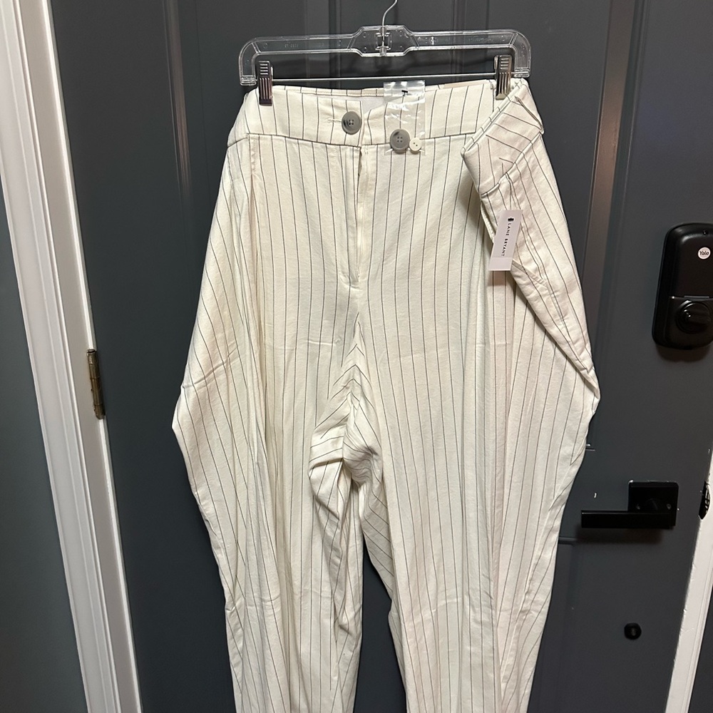 Lane Bryant White Pinstripe Straight Leg Pants